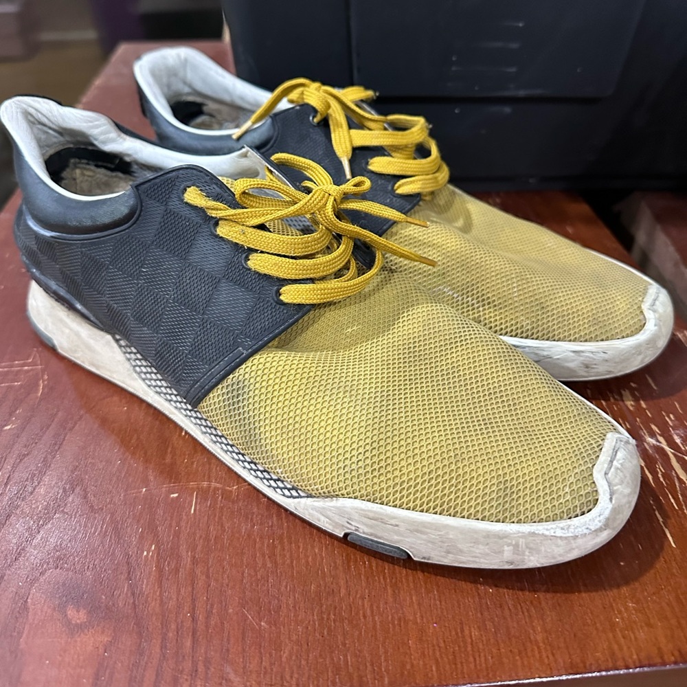 Louis Vuitton Yellow and Black Sneakers with Minimalist Design